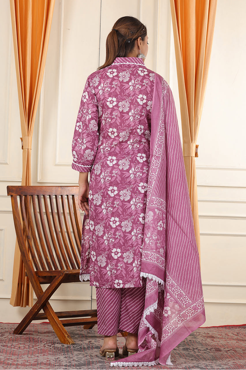 Wine Colour Kurta pant set with duppatta