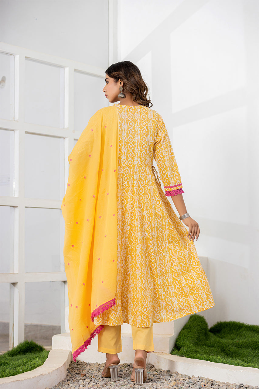 Yellow Colour Kurta Pant set With Duppatta